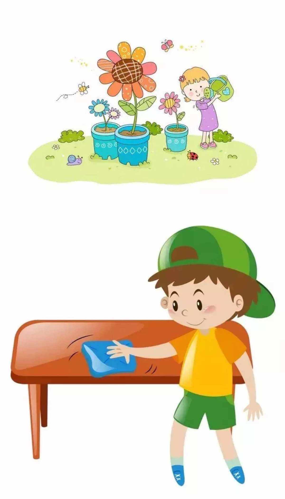 2.自己洗的苹果更甜. 3.你真的是我的小帮手! 4.