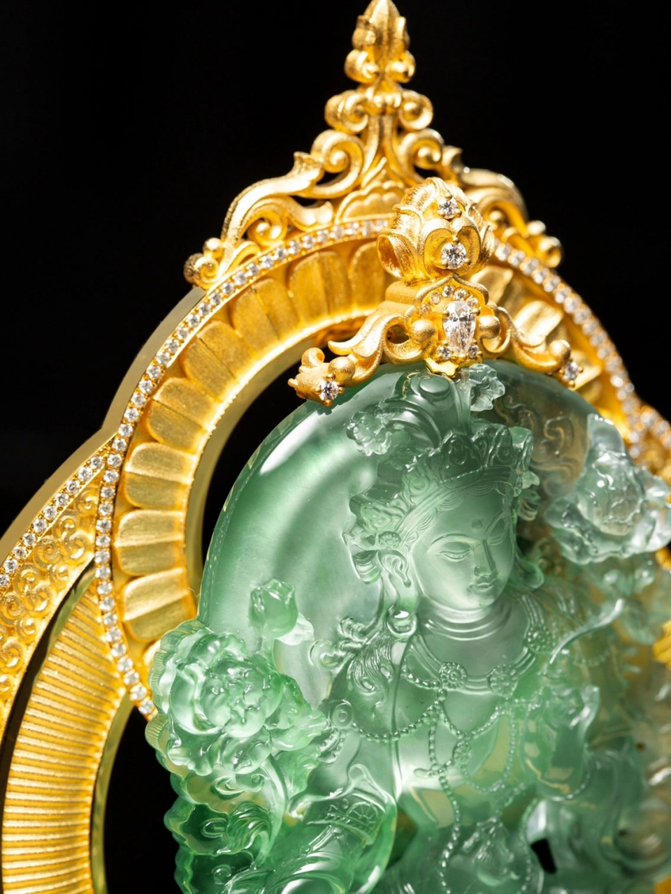 收藏级吊摆两用款绿度母图集|||收藏起来#翡翠# #天然翡翠