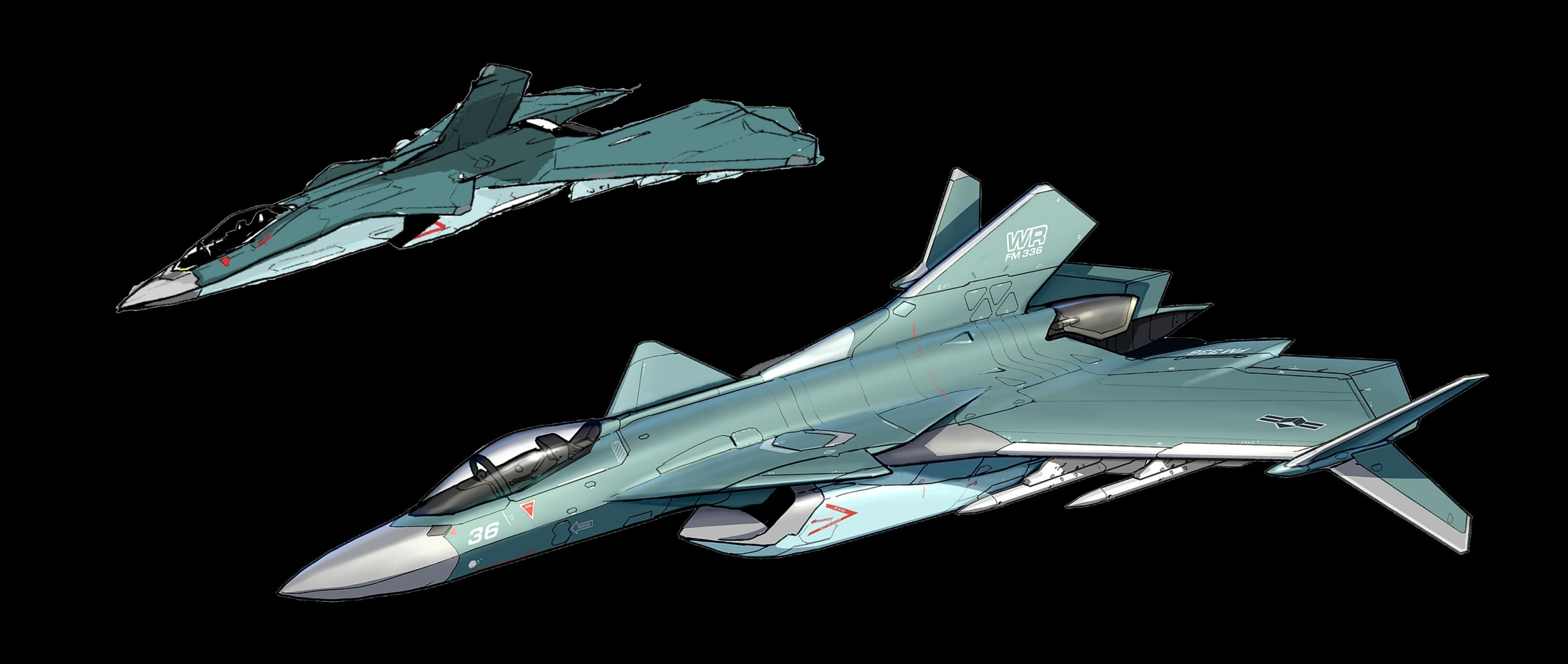 一组想象中的战斗机插画,或来源于游戏,或者源自架空想象,by ultra