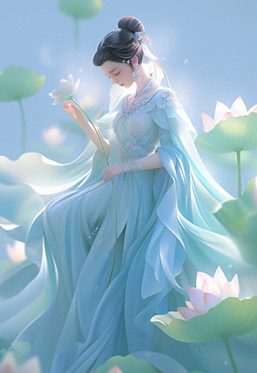 荷花青衣仙女壁纸