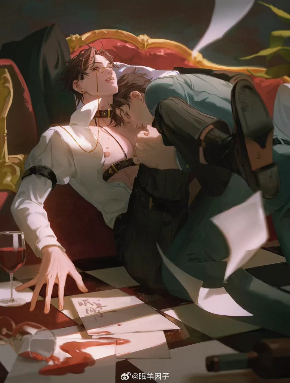 188男团# 原炀与顾天仙的日常[偷笑] 画师:眠羊因子