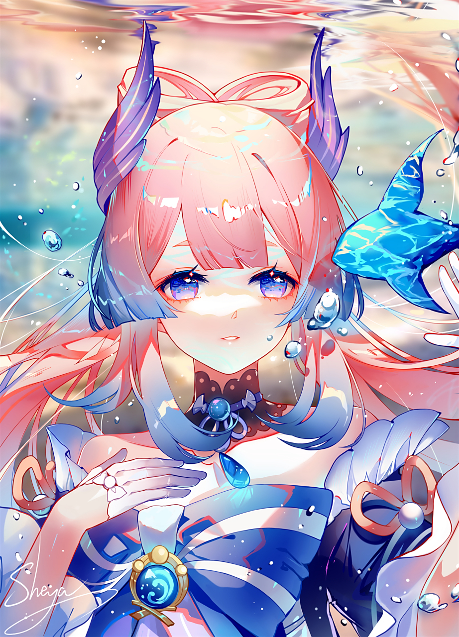 水下的心海好美(美得冒泡) 画师:sheya#二次元美图# #我爱二次元