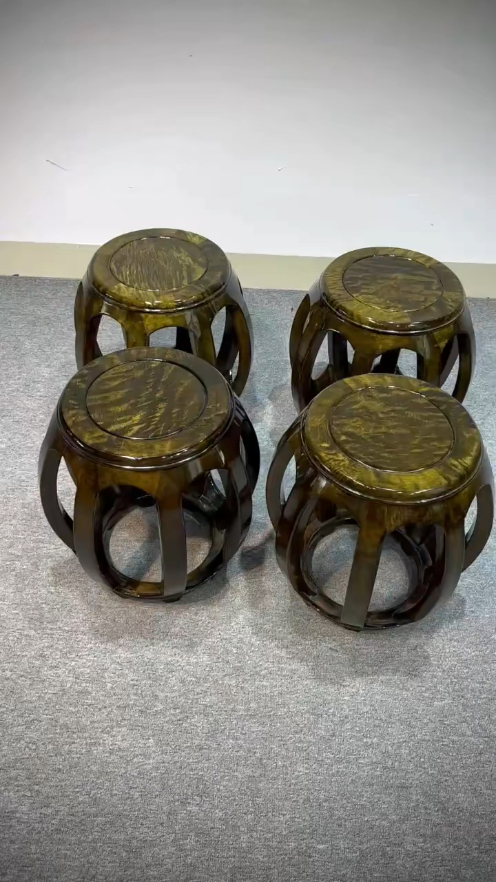 大叶金丝楠阴沉木圆鼓凳