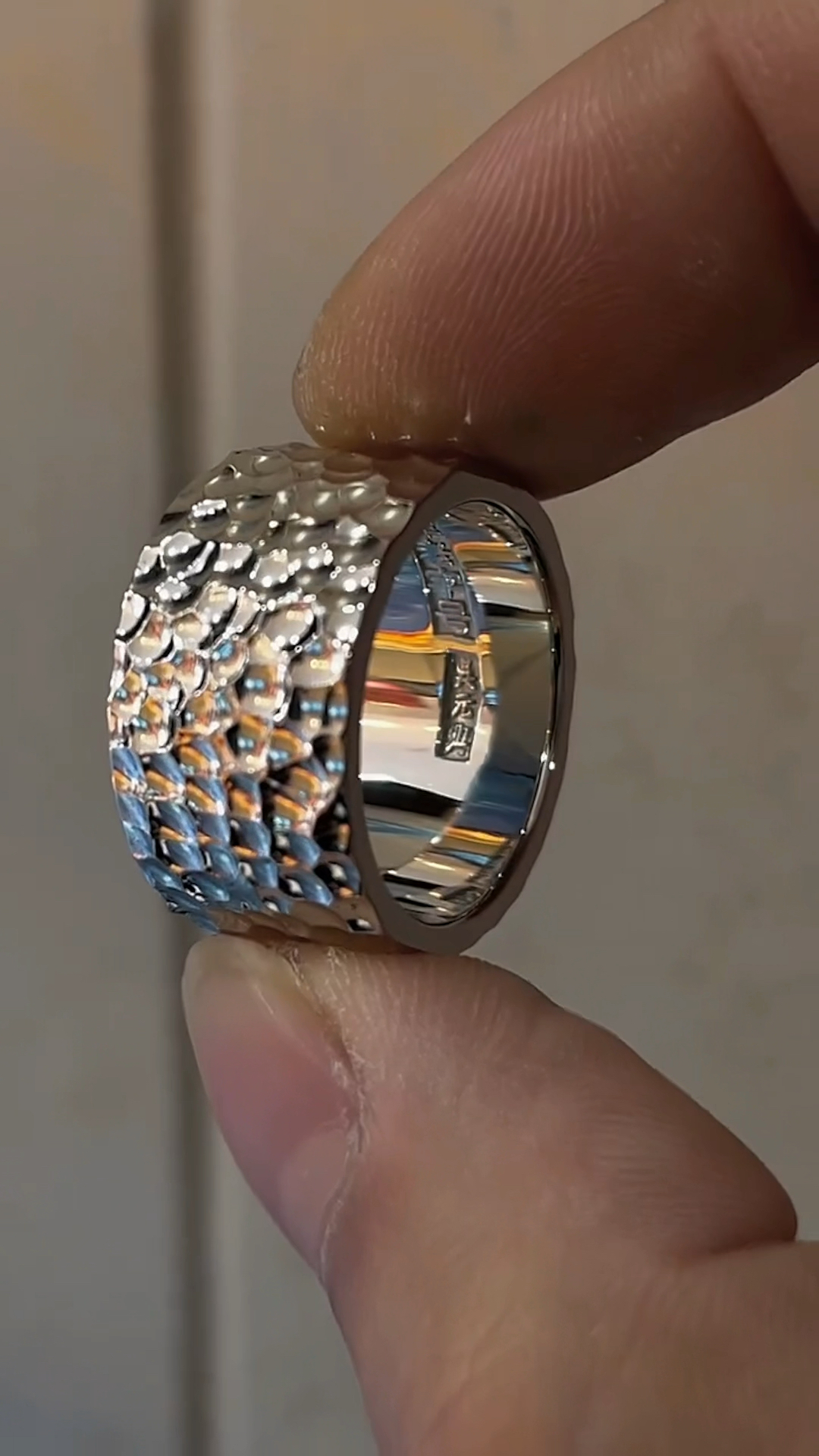 铂金项链改款陨石坑戒指