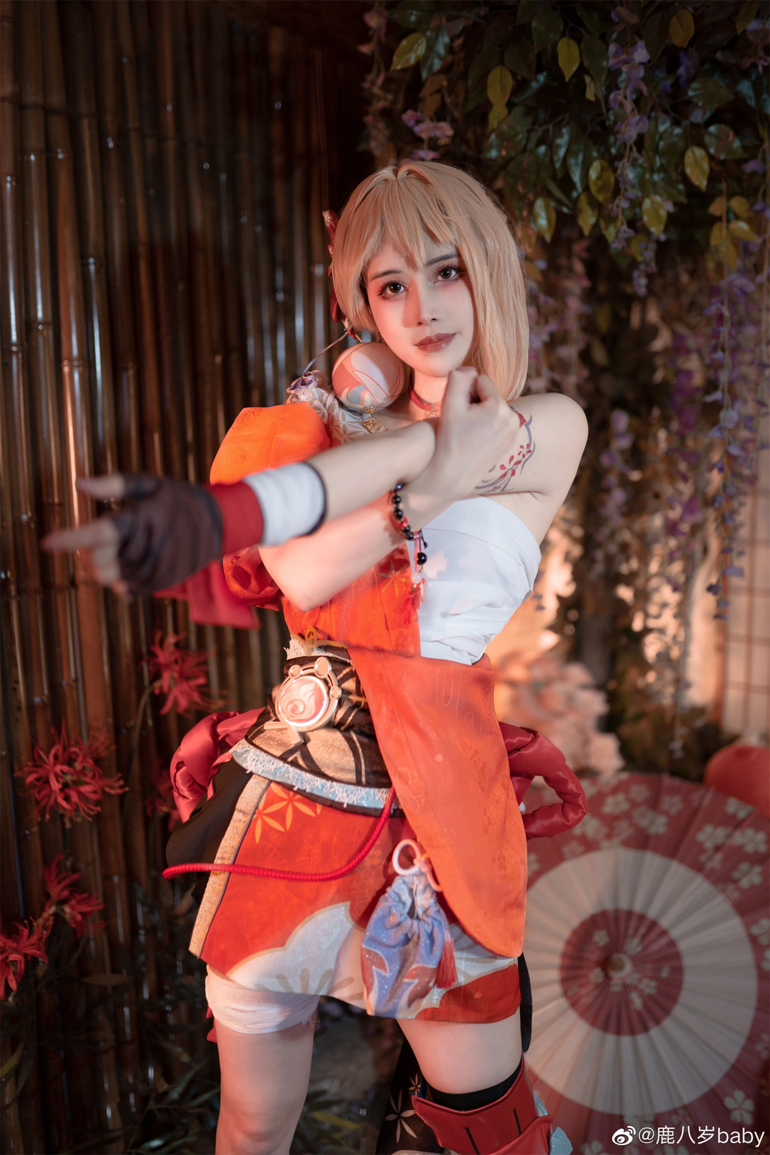 鹿八岁baby私人cos宵宫，堪比神明少女的完美演绎！