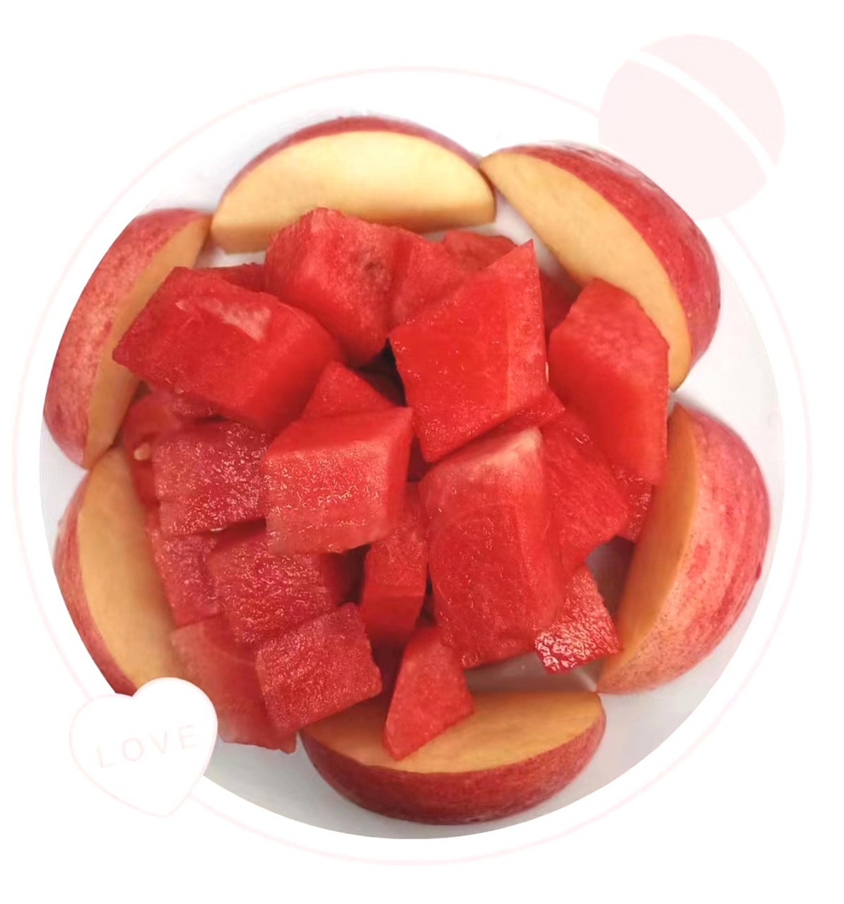 夜宵水果:西瓜和苹果.#创意水果拼盘