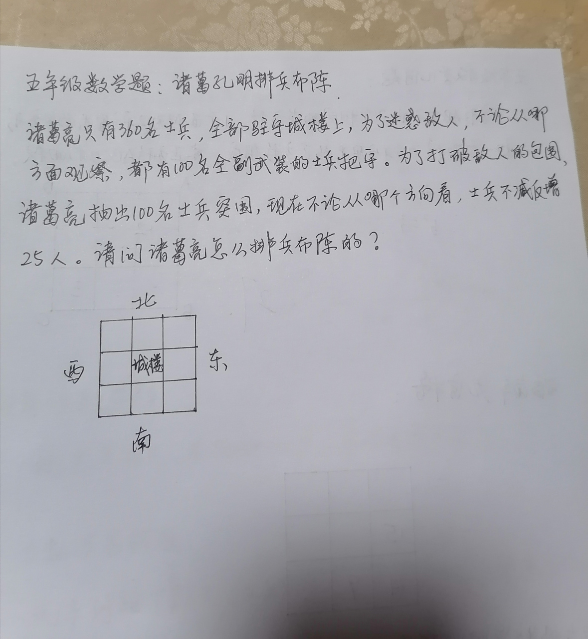诸葛亮用九宫图排兵布阵