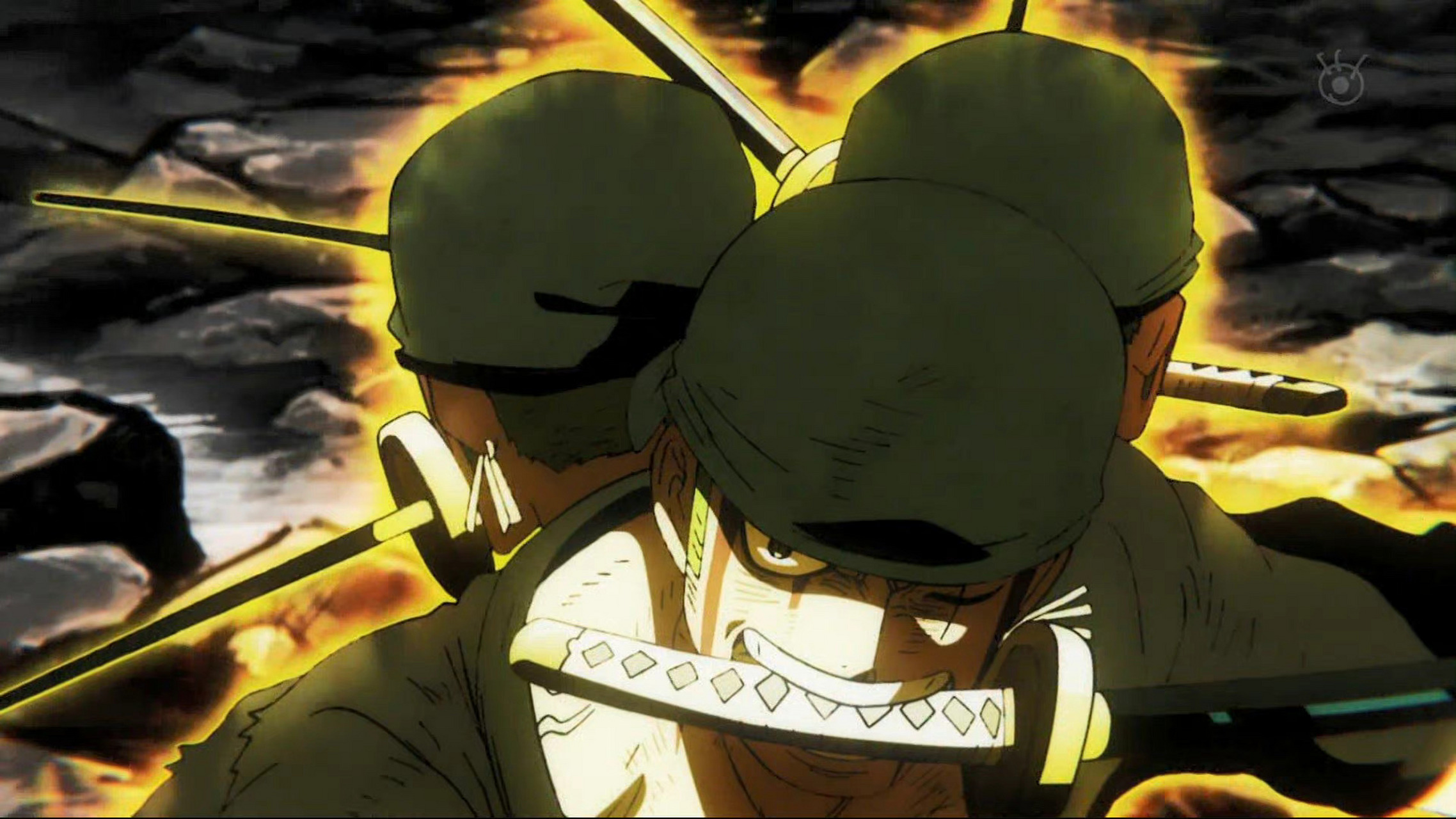 索隆释放终极杀招霸王色缠绕"鬼泣·九刀流·阿修罗·拔剑·亡者戏"