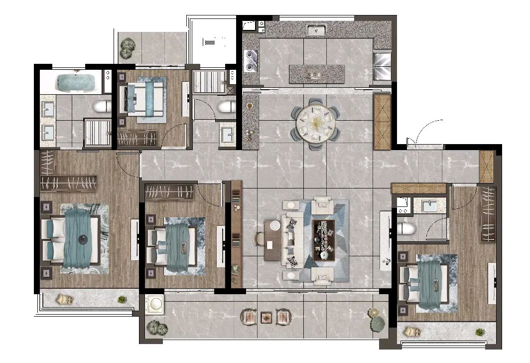 优雅的188平米户型,比较时尚