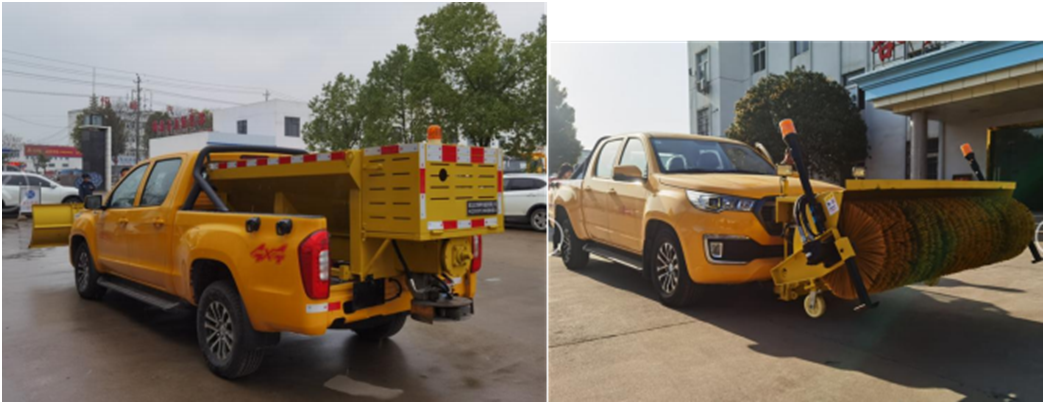 四驱皮卡除雪车厂家|带雪铲,雪滚,撒布机