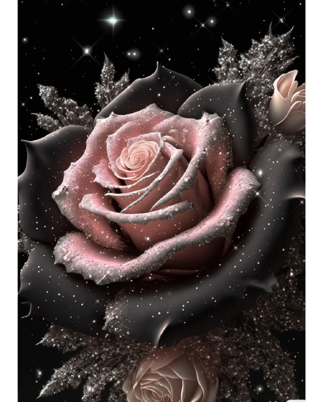 三种冷色调的玫瑰