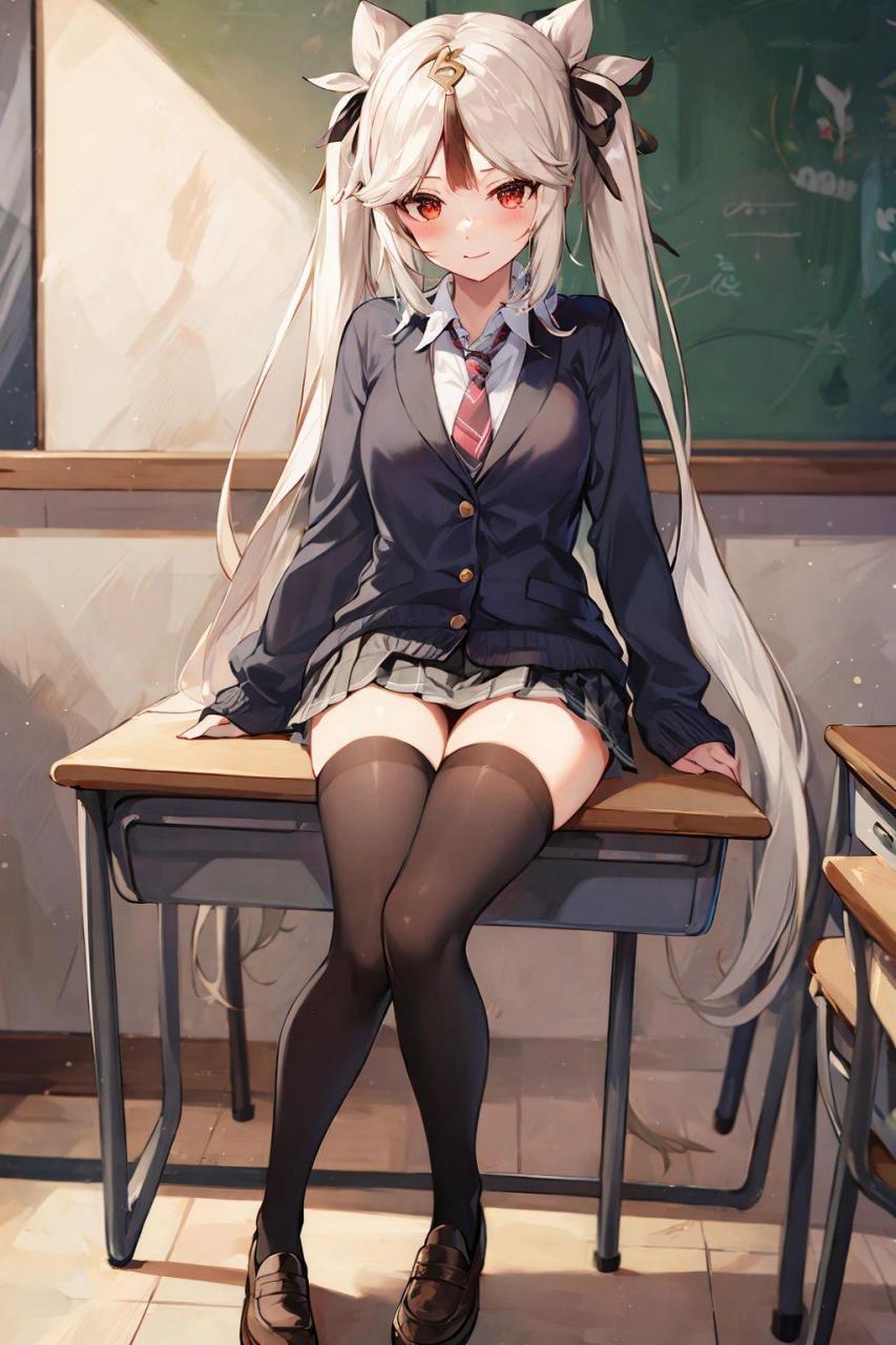 未来成熟御姐,如今银发双马尾[亲吻]