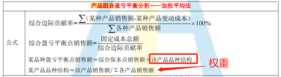 组合产品盈亏平衡点(加权平均法,联合单位法,分算法,顺序法)