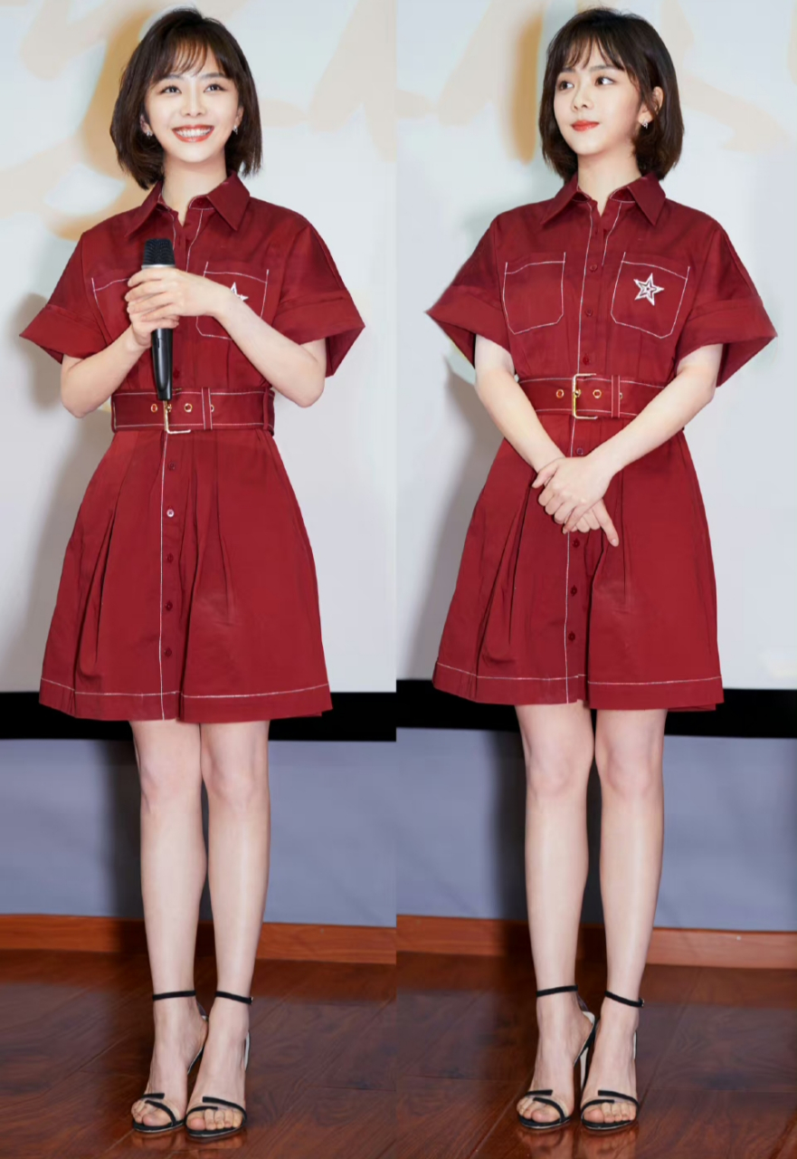 谭松韵# 黑色一字带高跟鞋