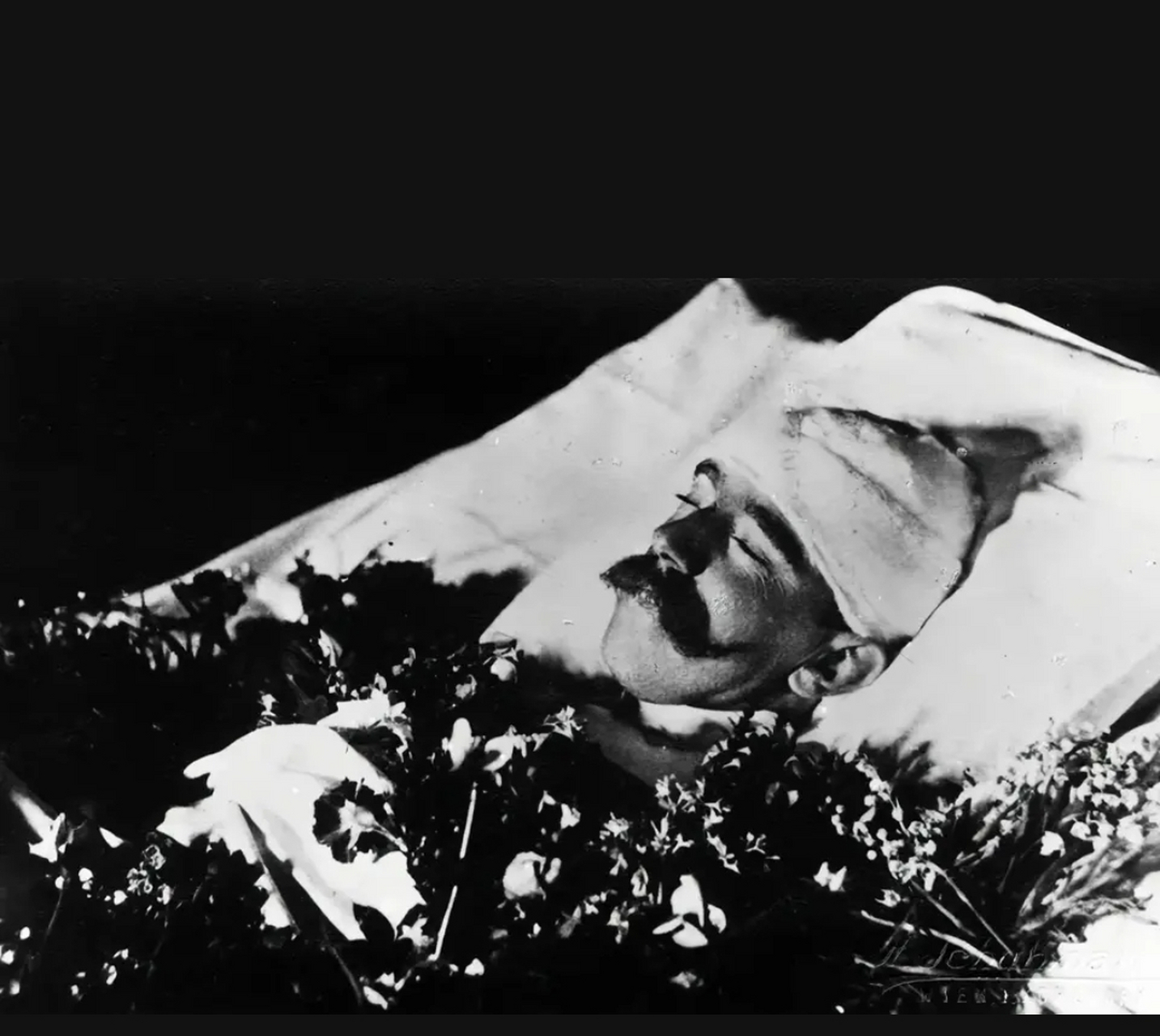 这是1889年,自杀身亡的奥匈帝国皇太子,鲁道夫一张罕见的遗容,就在几