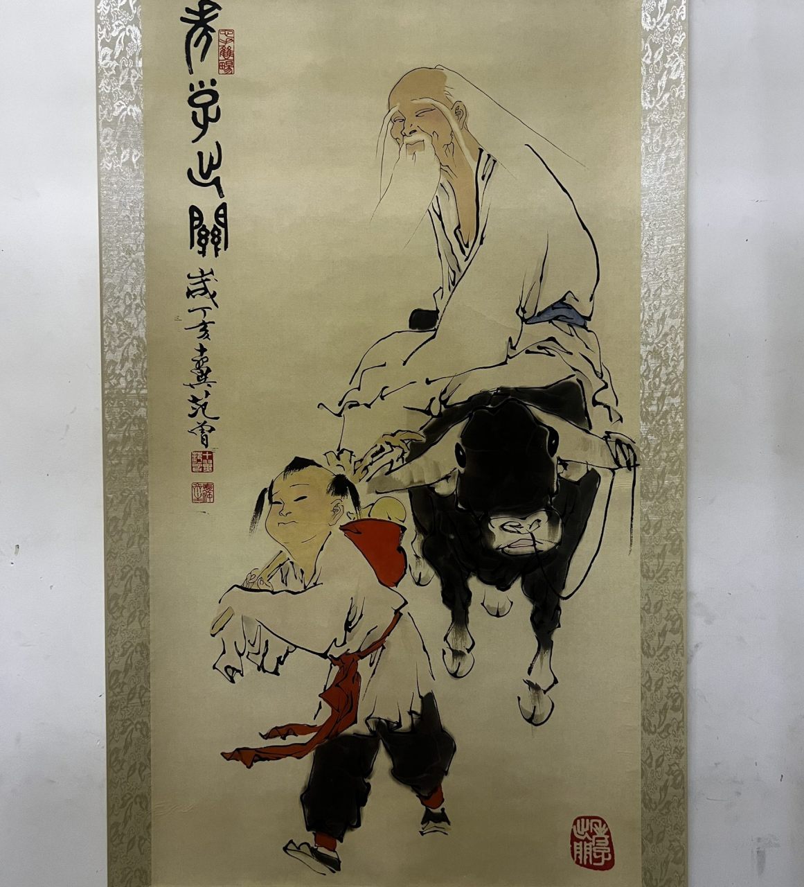 四尺中堂画,老子出关画,实物拍摄  作者:范曾 材质:宣纸 装裱尺寸:173