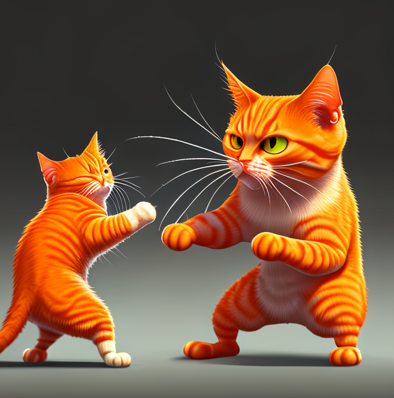 我用文心一格画的.小猫打架.