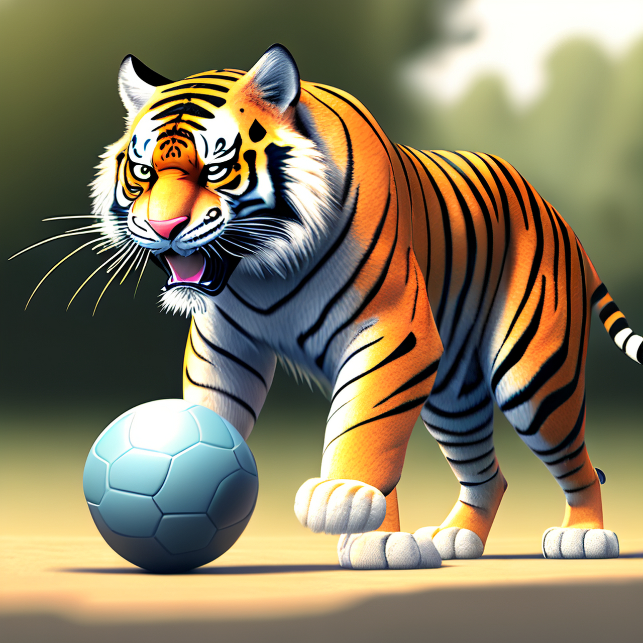 ai画百兽之王,好不威风  #百度ai绘图黑科技#  玩皮球的老虎91 萌萌