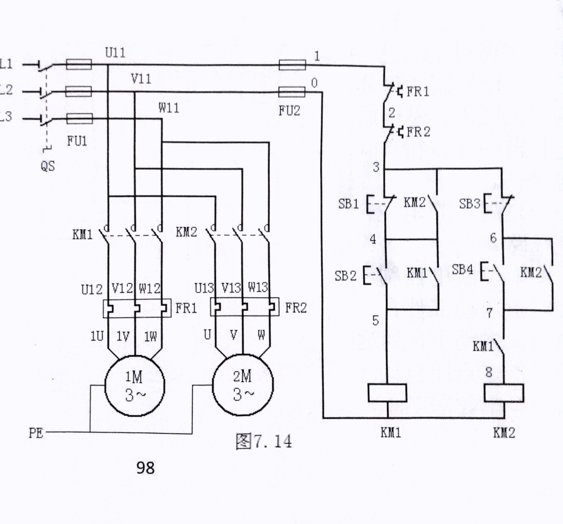 顺序开机逆序关机控制线路,就像开门自1一2,关门自2-1