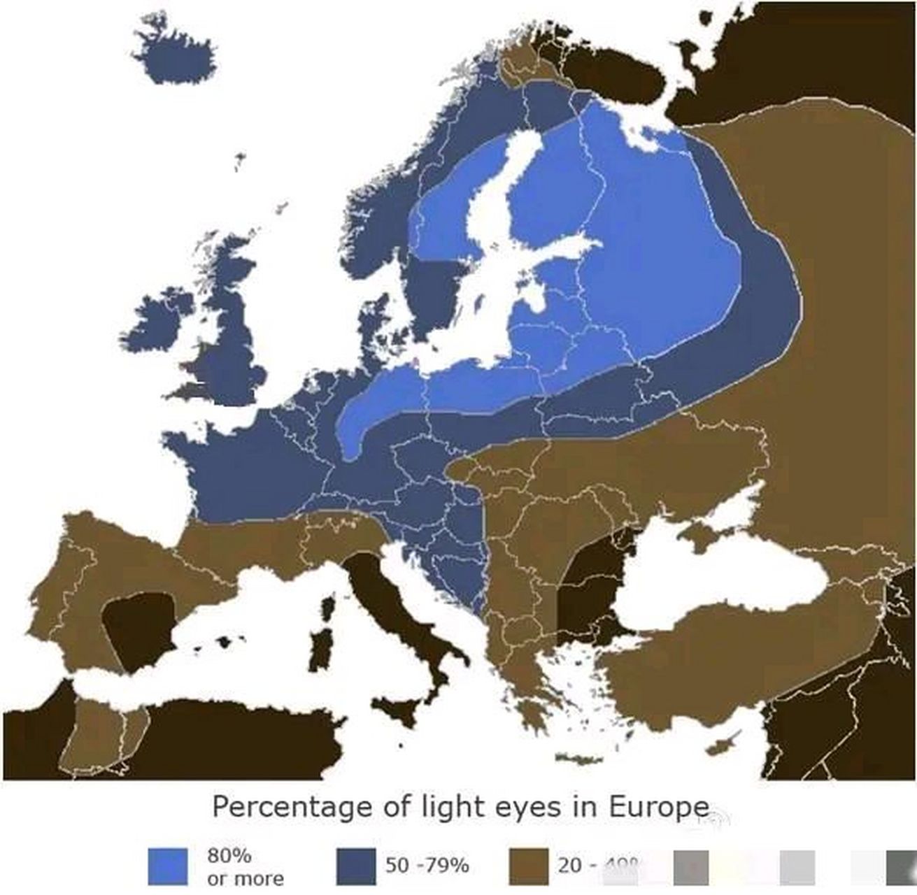 蓝眼睛在欧洲的分布地图[云喝酒] 蓝眼睛深邃迷人,但并不是西方人都是