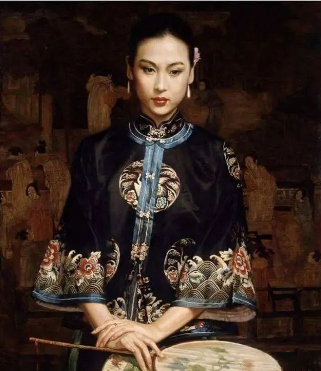 陈逸飞笔下的妻子宋美英 #沐风教育# #绘画# #油画