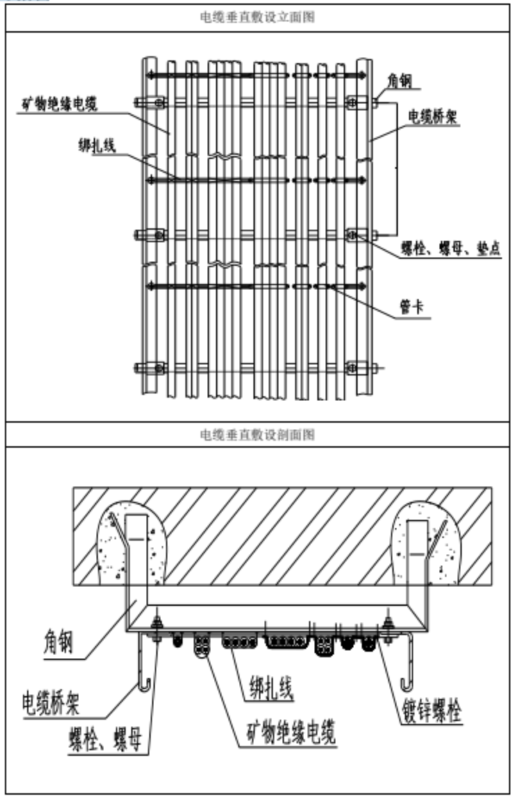 电缆沿桥架垂直敷设