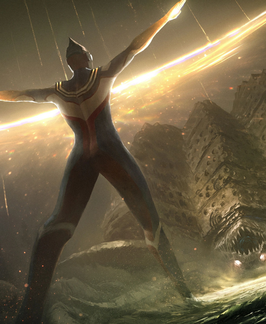 【板绘】那一刻,我变成了加坦杰厄|||奥特曼名场面·"迪迦 vs 加坦