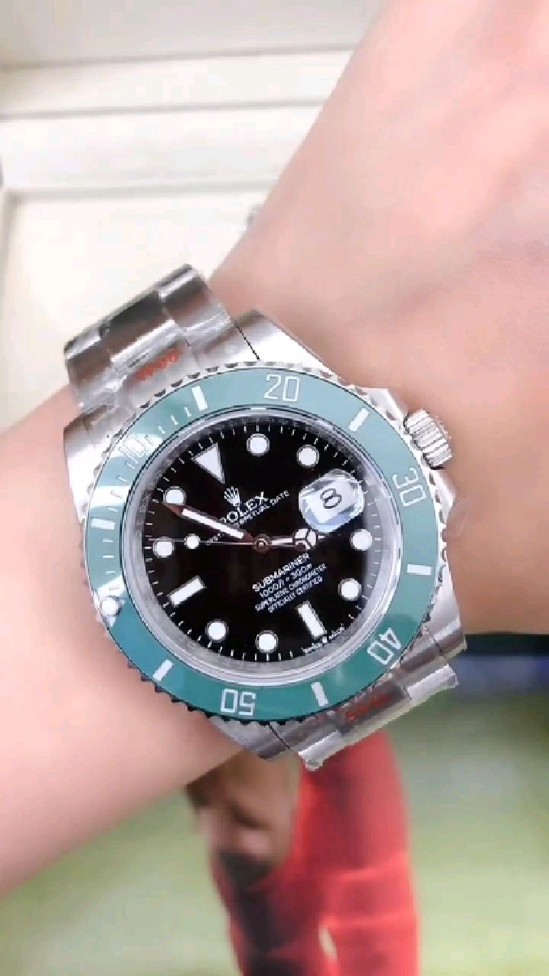 手表#劳力士经典绿圈黑盘绿水鬼