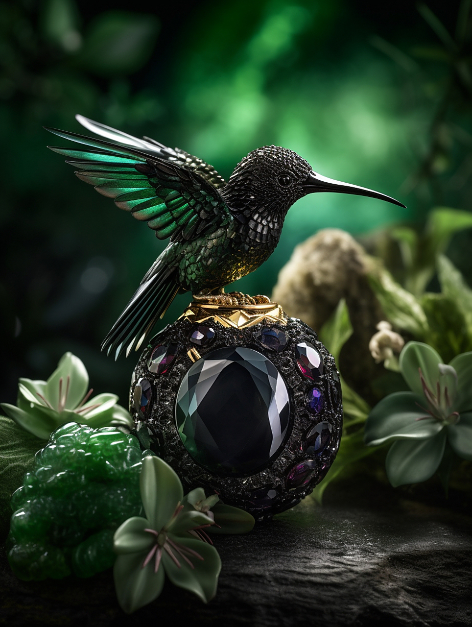 ai珠宝设计——一只蜂鸟.