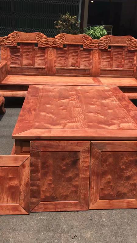 缅甸花梨大果紫檀虎皮纹大奔沙发十件套