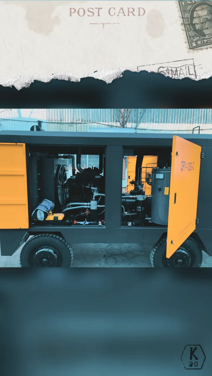 喷浆机配套柴油空压机c125柴油机13方和c180柴油机16方移动4轮柴油