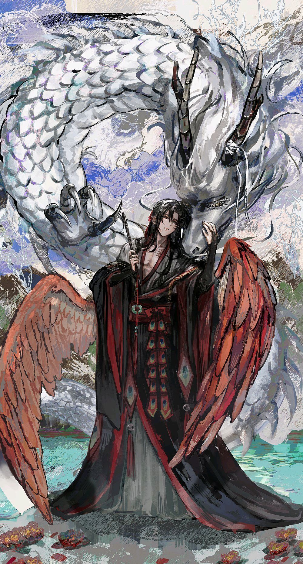 魔道祖师同人图,凤凰版魏婴和白龙版蓝湛,真身太精致