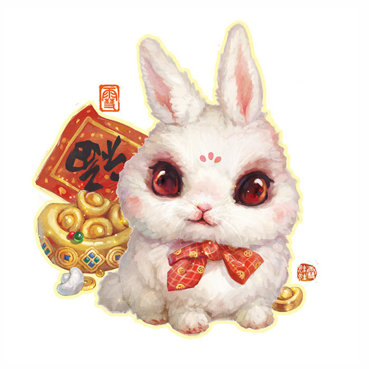 福气满满小兔子(插画师:阳雪)