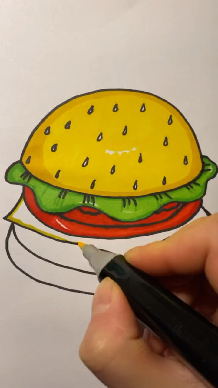 汉堡简笔画大全带颜色图片