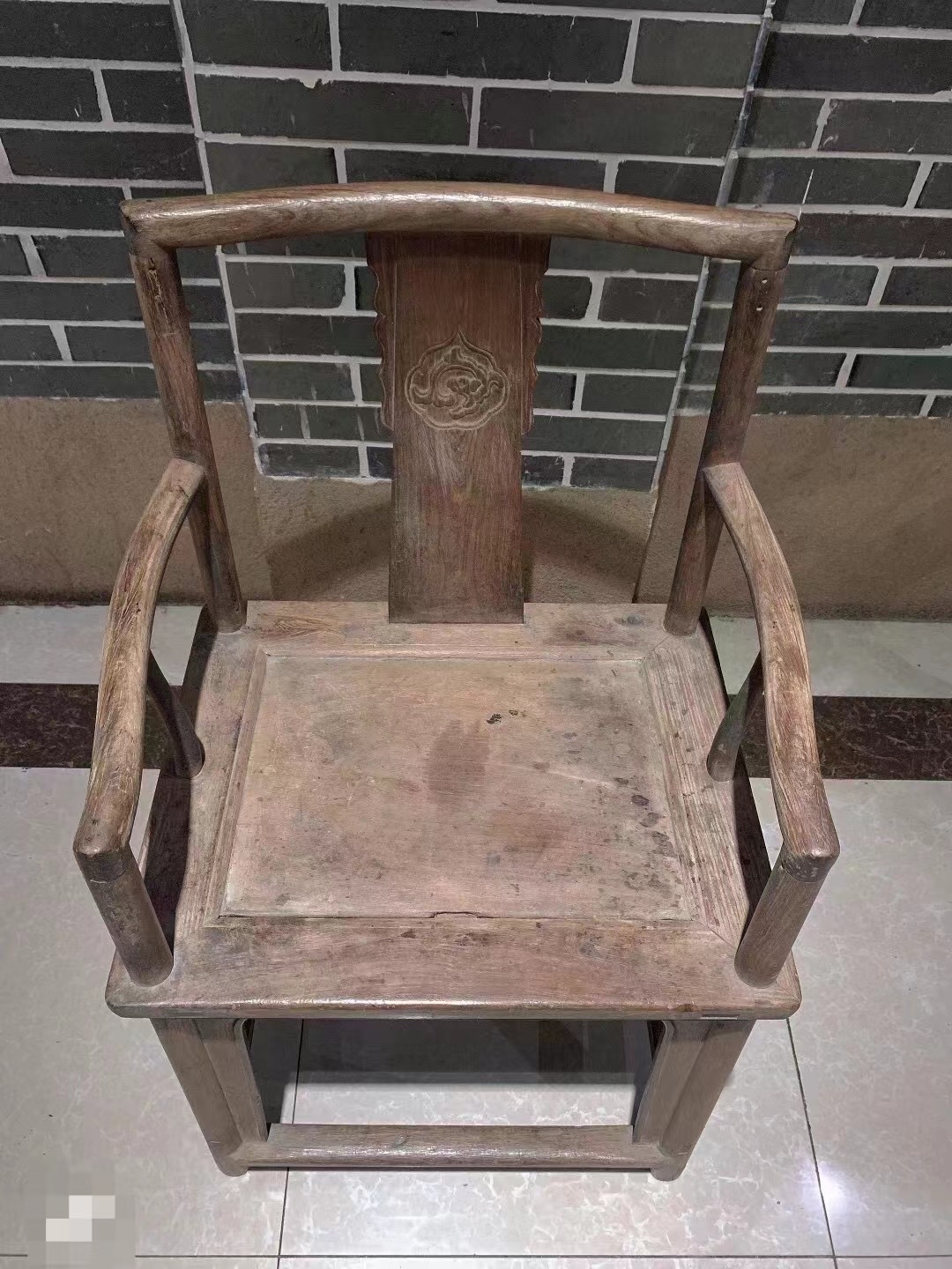 海南黄花梨古董老物件官帽椅 高89,面板长43.5,宽43.5cm