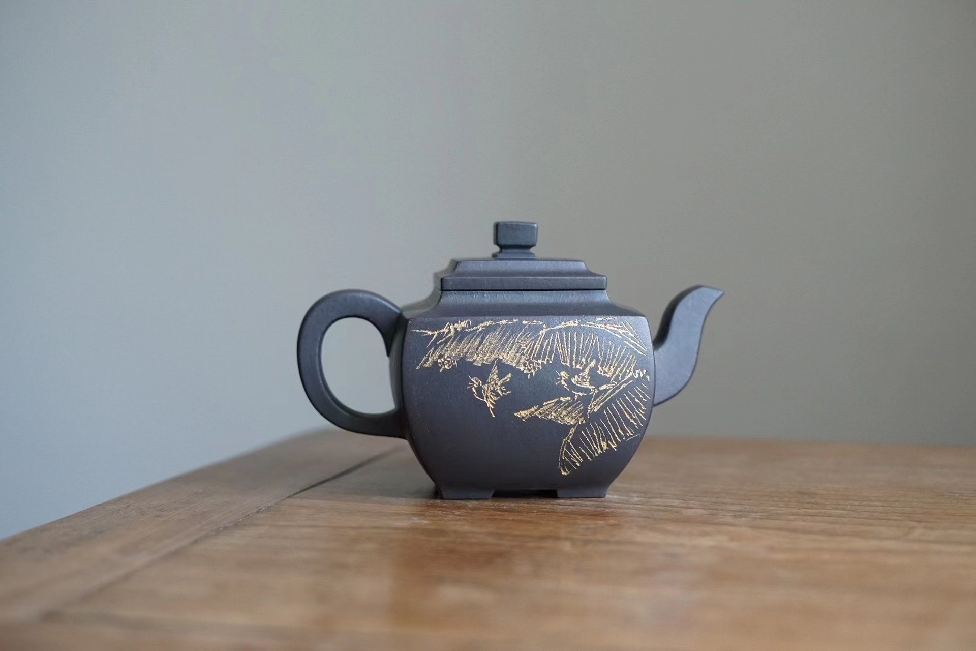 研究员级高工 束旦生老师作品 一厂黑料,480cc 字石雪,1958年进紫砂