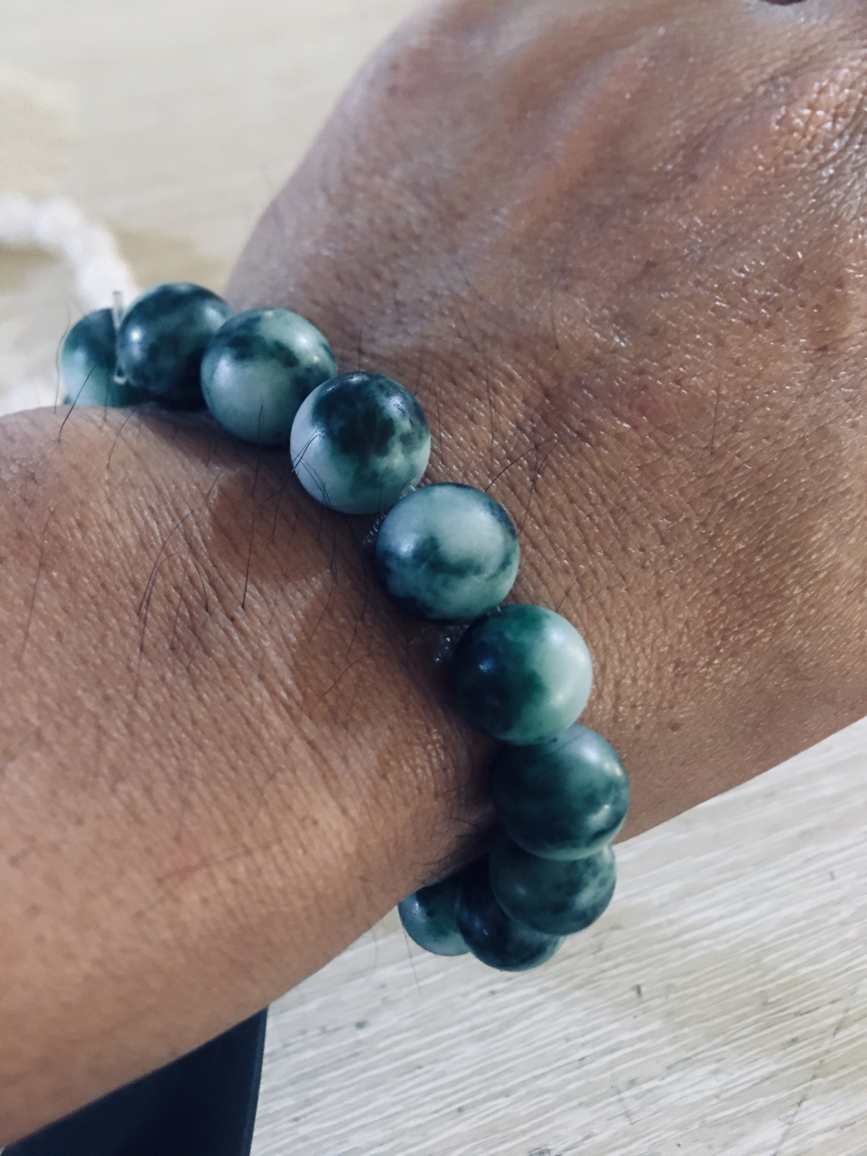 四会天光墟捡漏糯种老蓝水手串