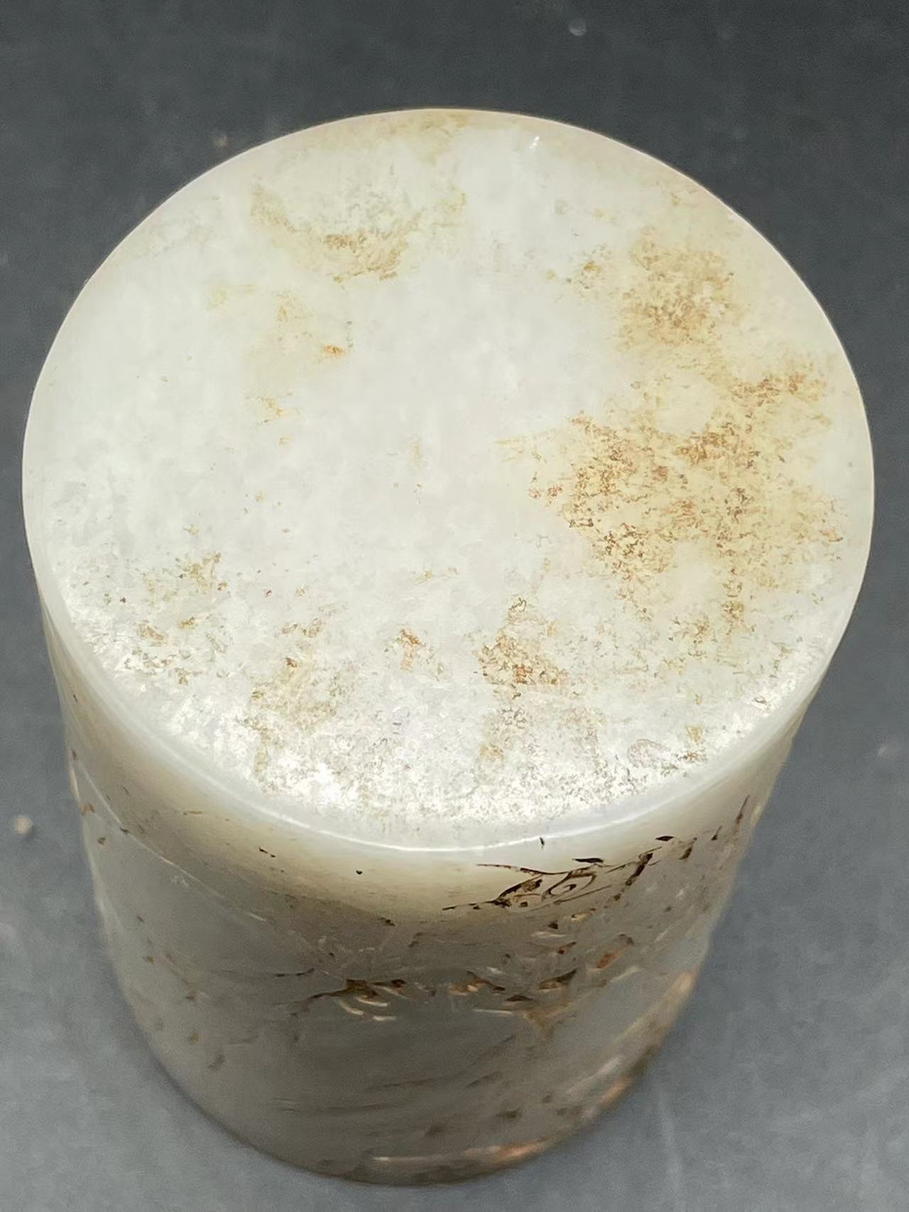 玉石-和田玉笔筒