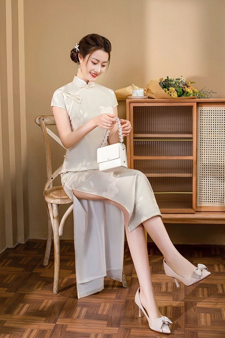 日常可穿旗袍裙夏季气质新中式素雅浅色年轻款连衣裙旗袍#国风主理人