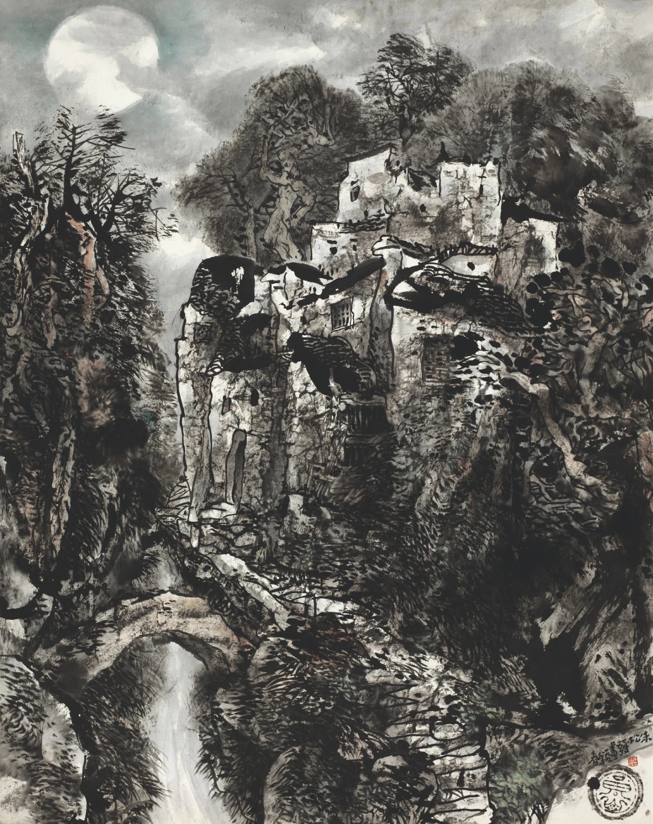 以笔纵情!朱松发焦墨山水画