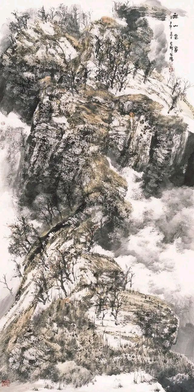 皴擦点染并用,浓淡干湿皆有!白云乡山水画