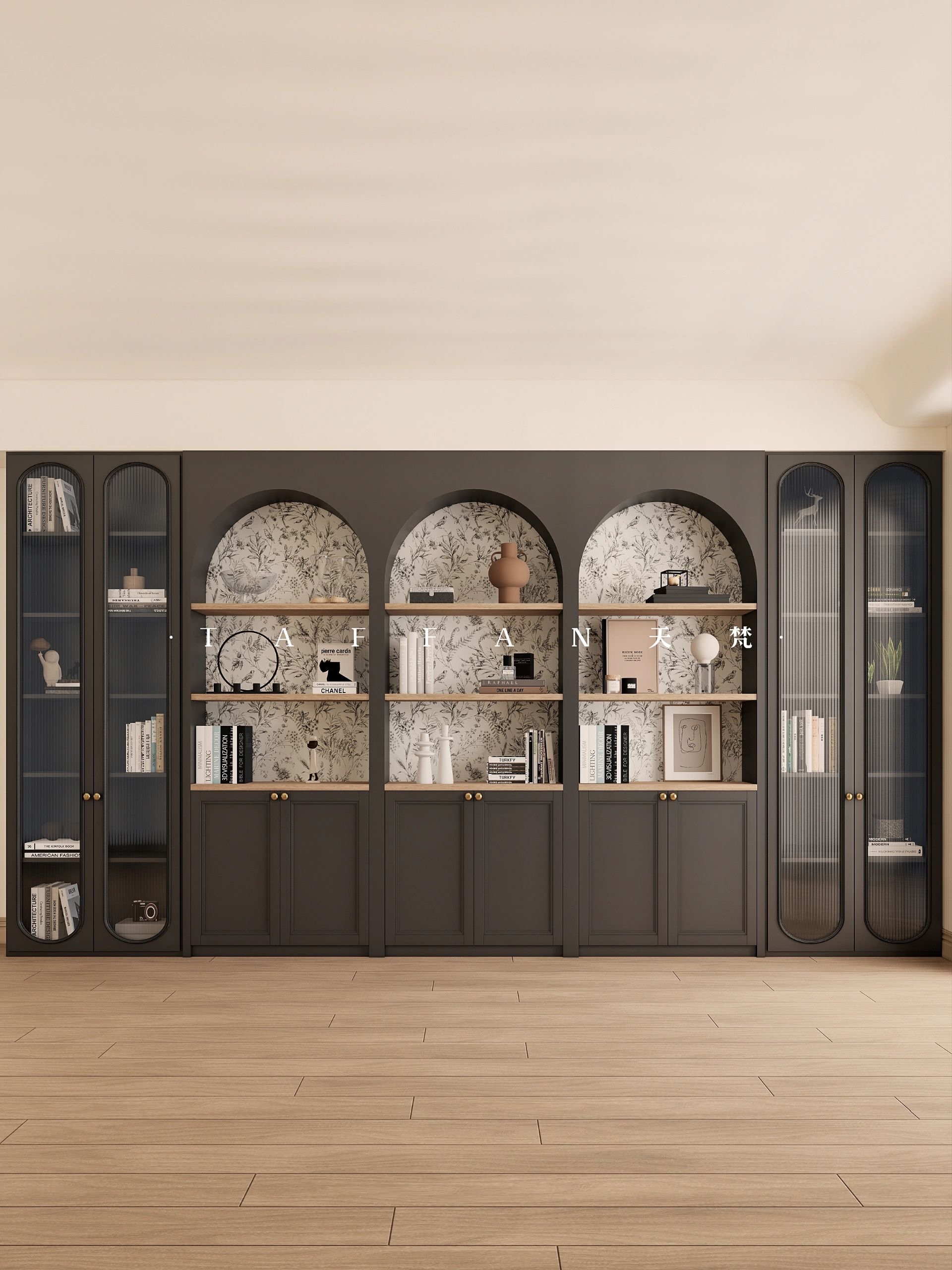 爱爆了我家这绝美的黑色法式书柜!