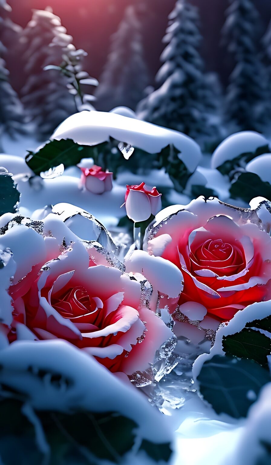 冰冻的红玫瑰