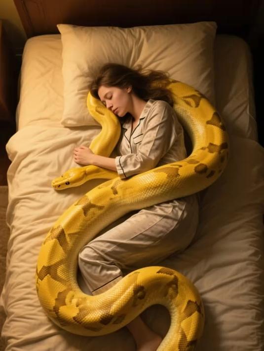 女子在家饲养黄金蟒8年,习惯被它缠绕入睡,大师看后:必须送走