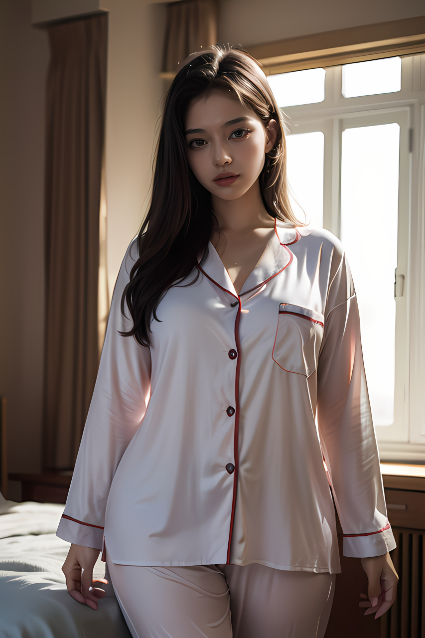 睡衣冰丝薄款夏季两件套#养眼美女