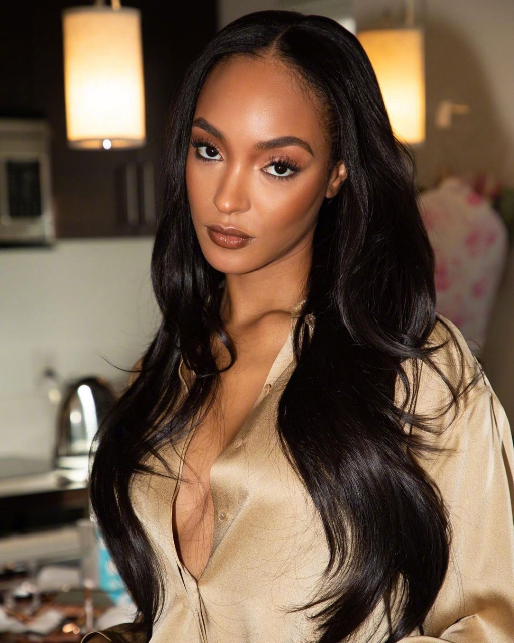 超模卓丹·邓 jourdan dunn 出席纽约时装周看秀走秀look.