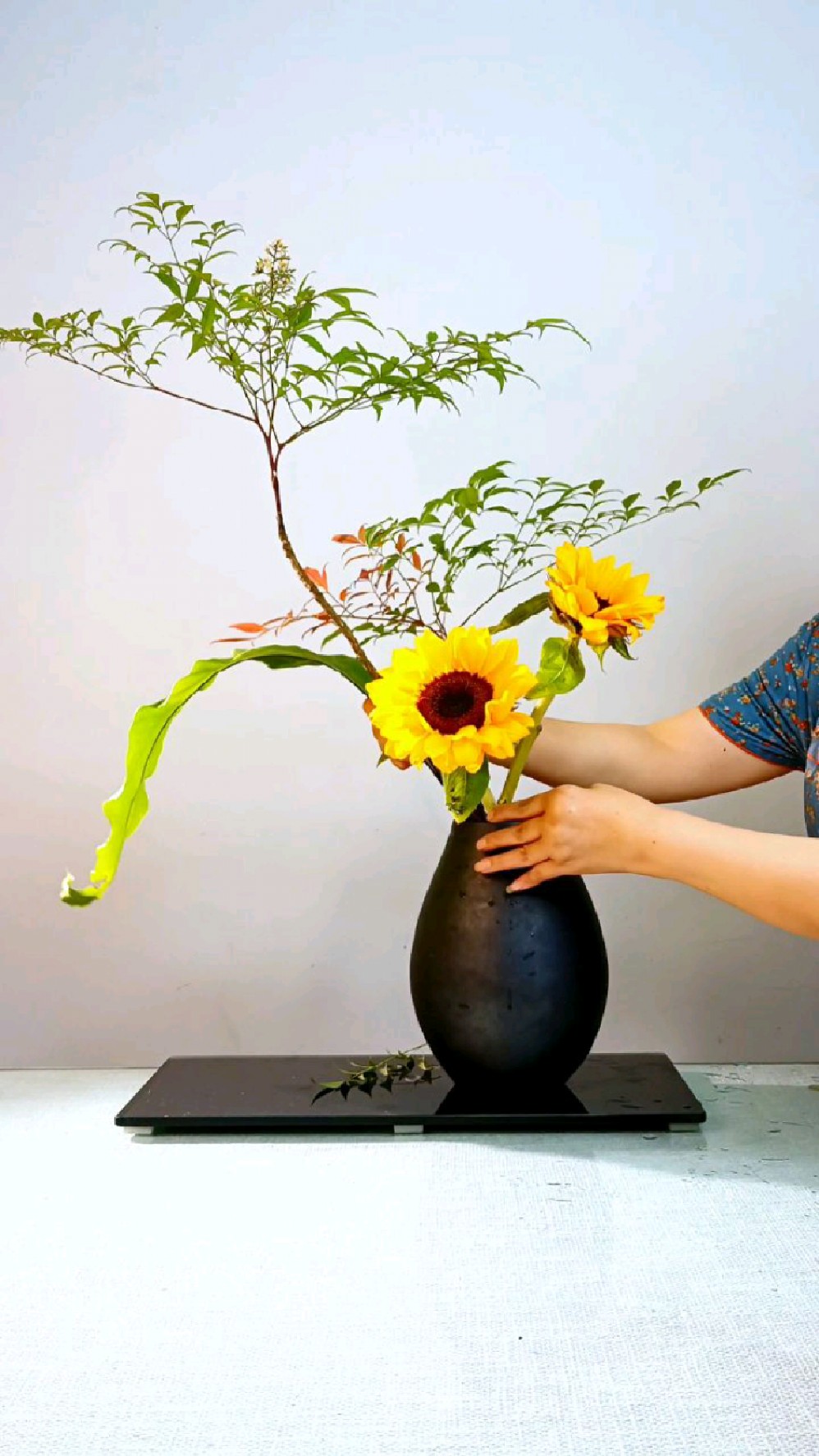 中式插花向日葵插花