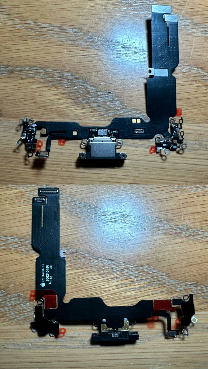 iphone15plus 实物拍摄尾插细节被曝光出来了  图1是正反面的俯拍图