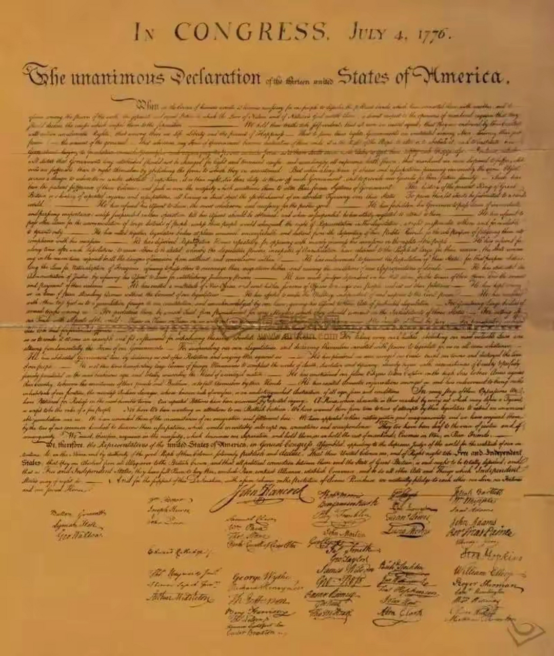 【美国《独立宣言》精彩全文】———国之本 民之本  1776年,全文如下