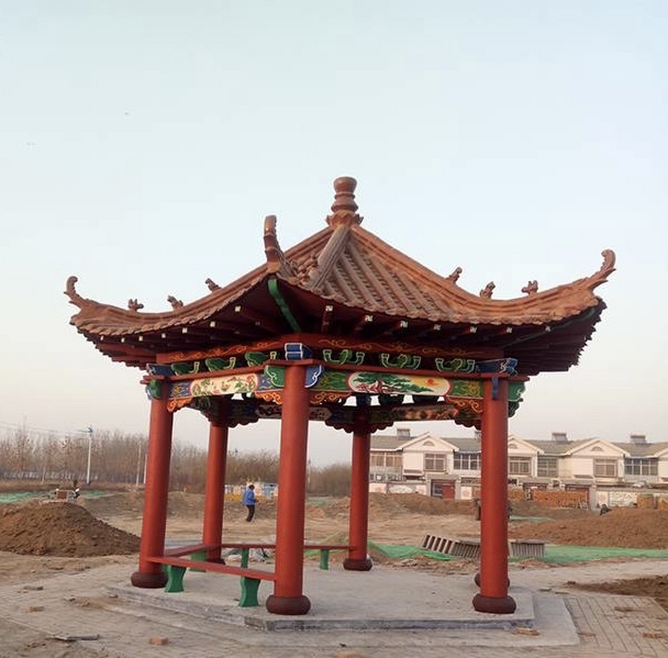 古建水泥仿古凉亭坚固耐用#古建凉亭# #水泥凉亭设计# #古建仿古凉亭